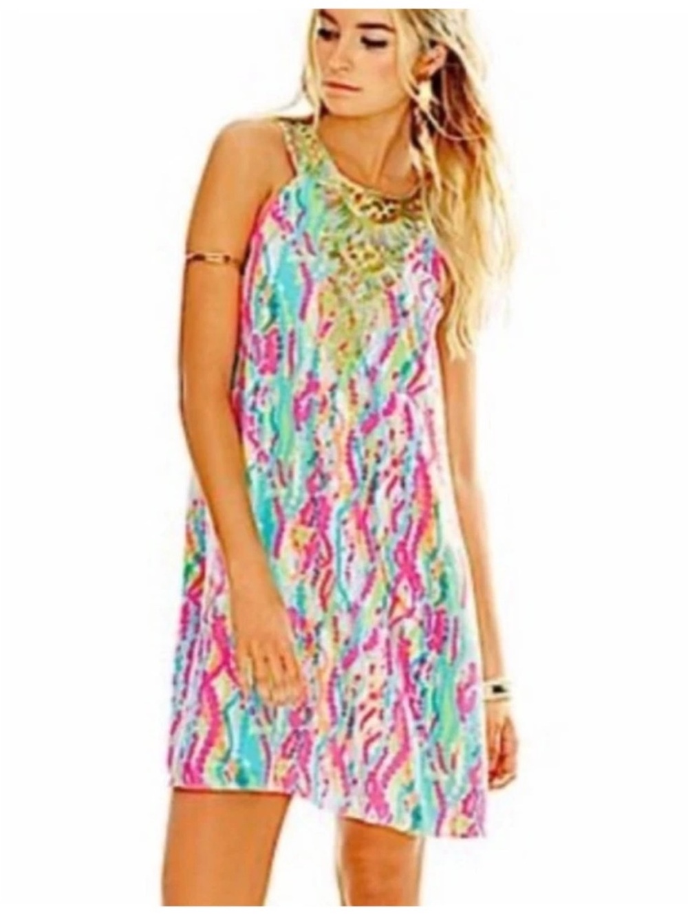Lilly Pulitzer Cadence Silk Swing Dress‎ Dripping in Jewels Size Small